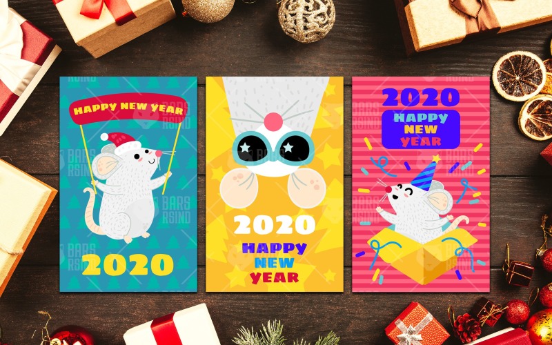 Download Фирменный стиль "2020 Happy New Year With Mouse Set - Corporate Identity Template" / 2020 Happy New Year With Mouse Set - Corporate Identity Template - Фирменный стиль на тему графика lettering,christmas,card,illustration,poster,design,template,cute,sweet,greeting,party,postcard,summer,winter,vector,color,collection,happy,cool,holiday,funky,pack,festival,yellow,flat,tree,b