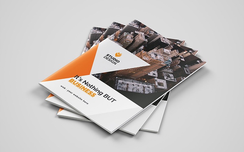 Download Фирменный стиль "Business Bifold Brochure Design Orange - Corporate Identity Template" / Business Bifold Brochure Design Orange - Corporate Identity Template - Фирменный стиль на тему графика magazine,catalog,corporation,folder,leaflet,profile,advertise,agency,booklet,report,annual,promotion,branding,flyer,bi,fold,brochure,marketing,print,advertising