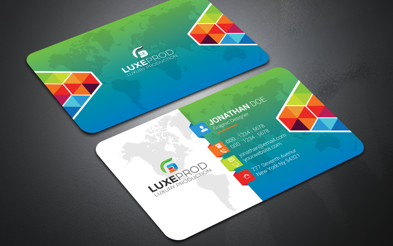 Download Фирменный стиль "Colorful Business Card - Corporate Identity Template" / Colorful Business Card - Corporate Identity Template - Фирменный стиль на тему графика black,blue,bundle,business,card,clean,cmyk,color,company,corporate,creative,design,green,horizontal,modern,personal,print,ready,professional,psd