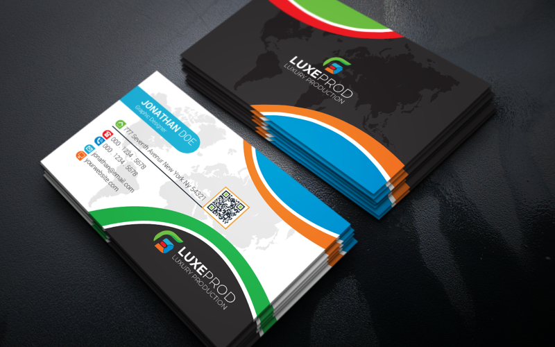 Download Фирменный стиль "Colorful Business Card - Corporate Identity Template" / Colorful Business Card - Corporate Identity Template - Фирменный стиль на тему графика black,blue,bundle,business,card,clean,cmyk,color,company,corporate,creative,design,green,horizontal,modern,personal,print,ready,professional,psd