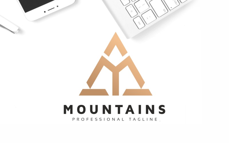 Dağlar M harfi Logo şablonu