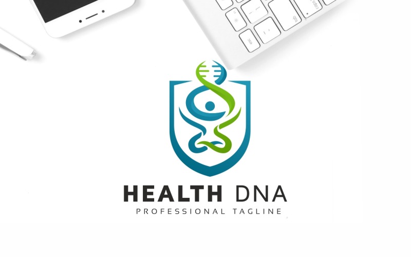 Download Шаблон логотипа "Human Health DNA Logo Template" / Human Health DNA Logo Template - Шаблон логотипа на тему графика analysis,dna,bio,genetic,medical,branding,dna,logo,repair,strand,energy,evolution,gene,genome,green,growth,health,helix,human,lab