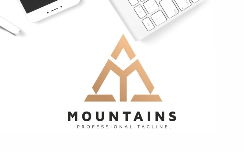 Modèle de logo de lettre M de montagnes
