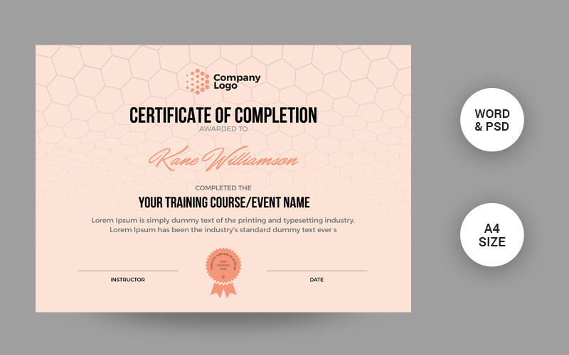 Download Шаблон сертификата "Corporate Certificate Template" / Corporate Certificate Template - Шаблон сертификата на тему графика certificate,diploma,custom,graduation,school,template,editable,completion,of,word