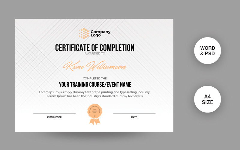 Download Шаблон сертификата "Corporate Certificate Template" / Corporate Certificate Template - Шаблон сертификата на тему графика certificate,diploma,custom,graduation,school,template,editable,completion,of,word