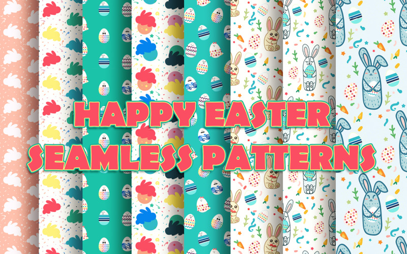Download Pattern "Happy Easter Seamless Pattern" / Happy Easter Seamless Pattern - Pattern на тему графика paint,fun,invitation,card,vintage,illustration,poster,design,retro,cute,greeting,kids,children,decorative,postcard,vector,love,fabric,art,comic,drawn,clipart,happy,holiday,spring,lovely,ornam