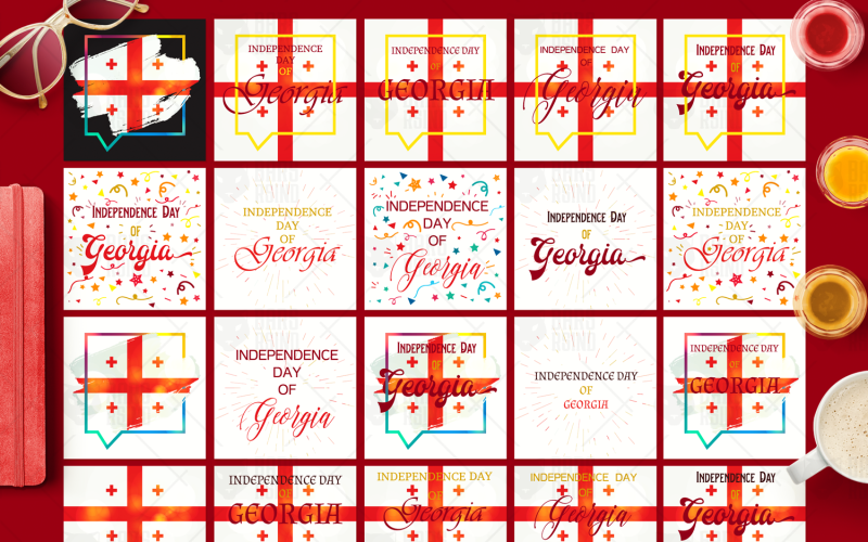 Download Фирменный стиль "Independence Day of Georgia - Corporate Identity Template" / Independence Day of Georgia - Corporate Identity Template - Фирменный стиль на тему графика card,modern,illustration,poster,design,sign,greeting,country,vector,color,happy,abstract,holiday,travel,colorful,event,bright,decoration,history,background,red,white,graphic,banner,world,cele