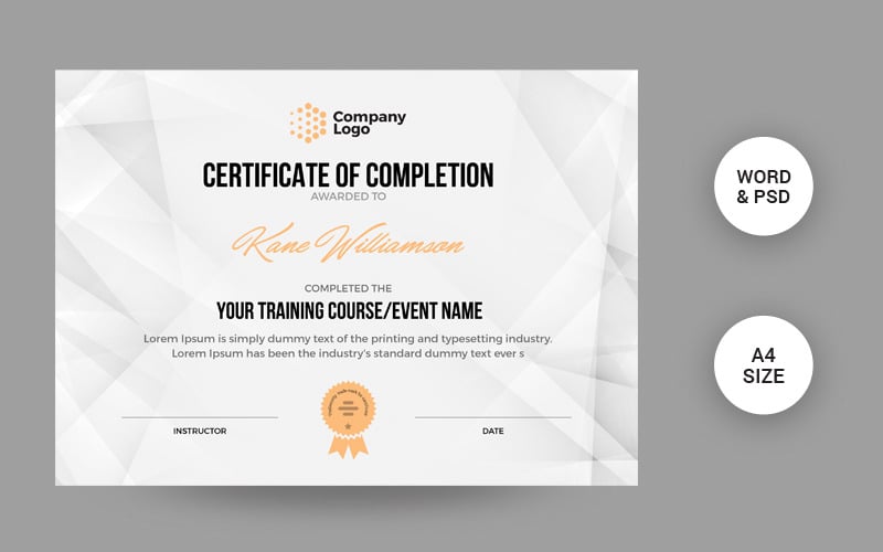 Download Шаблон сертификата "Modern Certificate Template" / Modern Certificate Template - Шаблон сертификата на тему графика certificate,diploma,custom,graduation,school,template,editable,completion,of,word