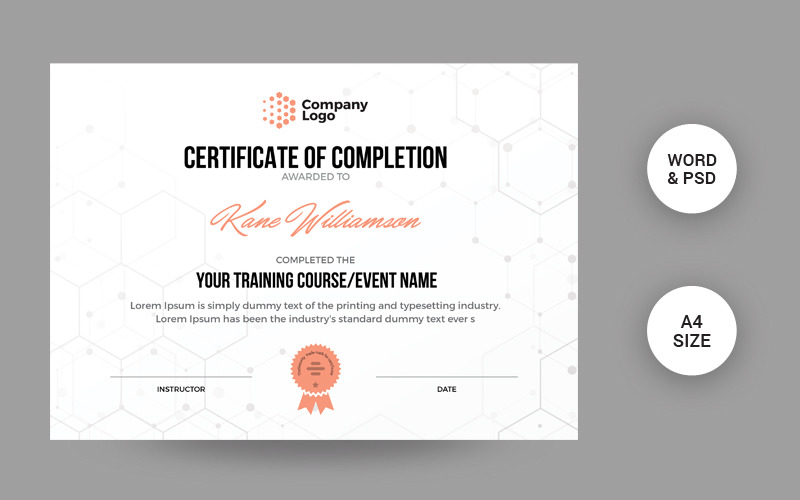 Download Шаблон сертификата "Modern Creative Design Certificate Template" / Modern Creative Design Certificate Template - Шаблон сертификата на тему графика certificate,diploma,custom,graduation,school,template,editable,completion,of,word