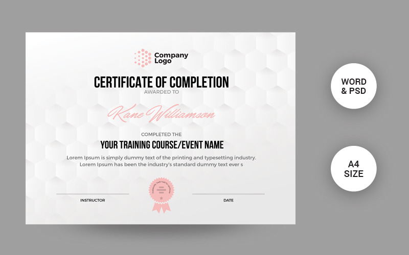 Download Шаблон сертификата "Professional Certificate Template" / Professional Certificate Template - Шаблон сертификата на тему графика certificate,diploma,custom,graduation,school,template,editable,completion,of,word