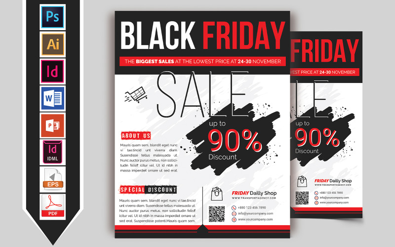 Download Фирменный стиль "Black Friday Sale Flyer Vol-01 - Corporate Identity Template" / Black Friday Sale Flyer Vol-01 - Corporate Identity Template - Фирменный стиль friday,black,flyer,business,discount,coupon,poster,psd,eps,in,design