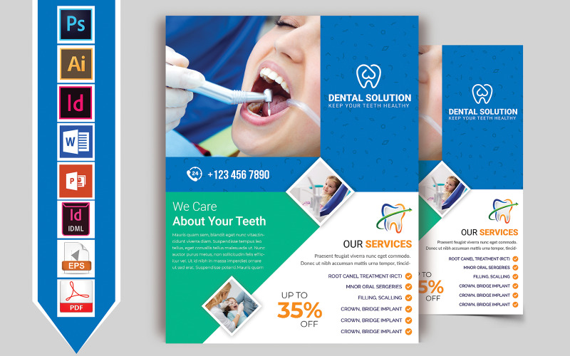 Download Фирменный стиль "Dental Flyer Vol-03 - Corporate Identity Template" / Dental Flyer Vol-03 - Corporate Identity Template - Фирменный стиль flyer,dental,doctor,corporate,psd,ai,print,template,vector,eps,indesign,microsoft,word,ms,brand,identity