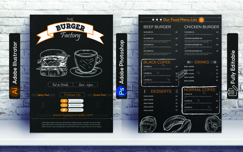 Étterem Burger menü design - Vállalati-azonosság sablon