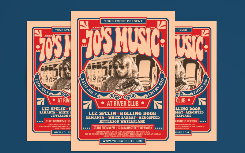 Événement musical des années 70 - Modèle d'identité d'entreprise