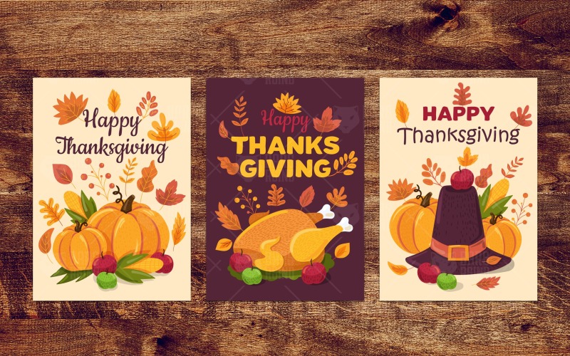 Happy Thanksgiving Day Banners Set Corporate Identity Template