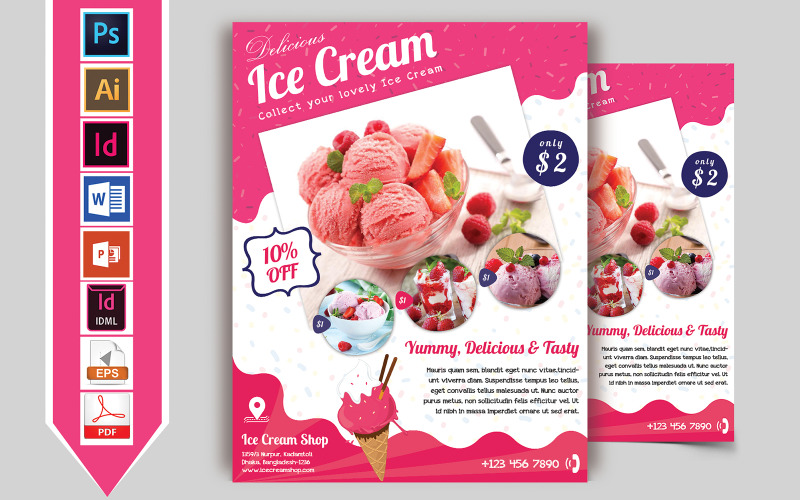 Download Фирменный стиль "Ice Cream Shop Flyer Vol-01 - Corporate Identity Template" / Ice Cream Shop Flyer Vol-01 - Corporate Identity Template - Фирменный стиль ice,cream,shop,flyer,psd,eps,ai,vector,indesign,word,ms,doc,file,free,download,chocolate,print,template,branding,design