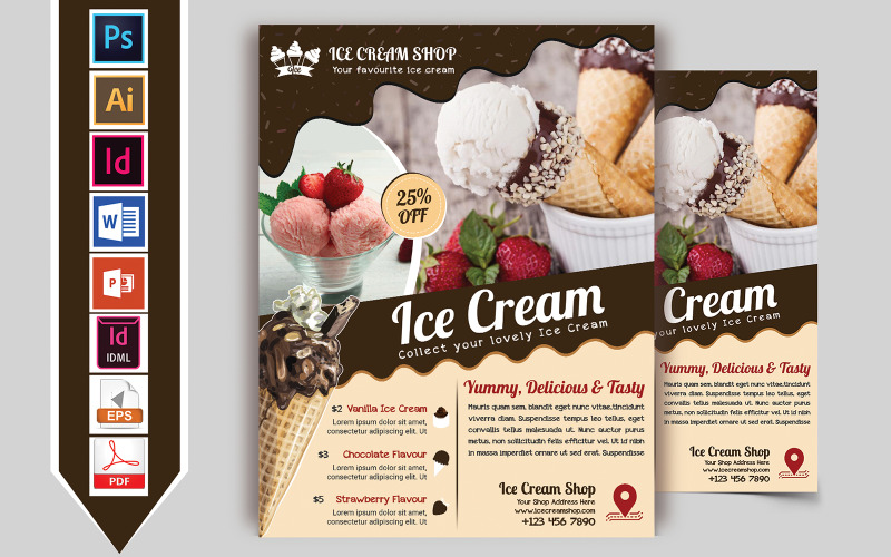 Download Фирменный стиль "Ice Cream Shop Flyer Vol-03 - Corporate Identity Template" / Ice Cream Shop Flyer Vol-03 - Corporate Identity Template - Фирменный стиль ice,cream,shop,flyer,psd,eps,ai,vector,indesign,word,ms,doc,file,free,download,chocolate,print,template,branding,design