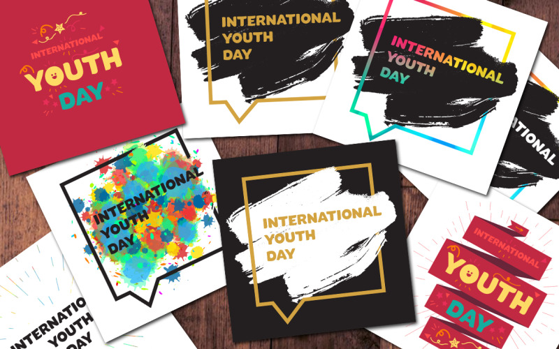 Download Фирменный стиль "8 International Youth Day Banners - Corporate Identity Template" / 8 International Youth Day Banners - Corporate Identity Template - Фирменный стиль на тему графика calligraphy,fun,typography,illustration,label,poster,greeting,vector,text,art,happy,hand,flyer,holiday,festival,map,faith,colorful,event,bright,social,community,background,growth,banner,peopl