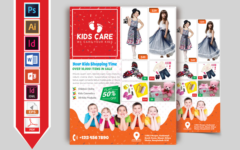 Download Фирменный стиль "Kids Fashion Shop Flyer Vol-03 - Corporate Identity Template" / Kids Fashion Shop Flyer Vol-03 - Corporate Identity Template - Фирменный стиль kids,fashion,shop,shopping,flyer,baby,psd,eps,vector,indesign,ms,word,print,discount