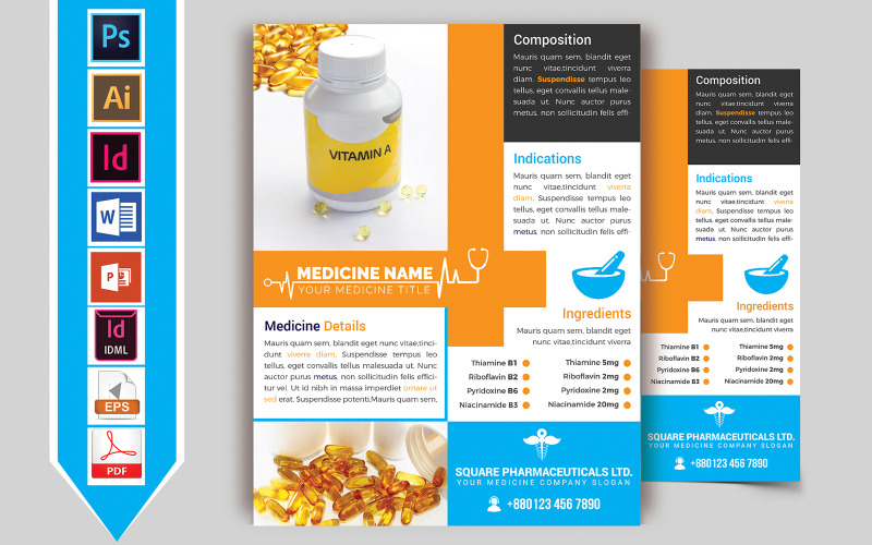 Download Фирменный стиль "Medicine Promotional Flyer Vol-01 - Corporate Identity Template" / Medicine Promotional Flyer Vol-01 - Corporate Identity Template - Фирменный стиль medicine,pharmacy,pharmaceuticals,flyer,poster,psd,eps,vector,indesign,doc,file,ms,word,pdf,editable,free,download,promotional,dl,doctor