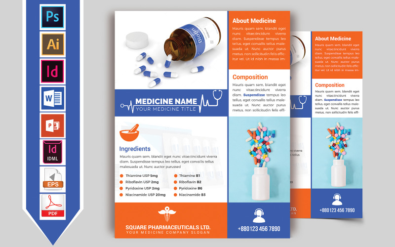 Download Фирменный стиль "Medicine Promotional Flyer Vol-02 - Corporate Identity Template" / Medicine Promotional Flyer Vol-02 - Corporate Identity Template - Фирменный стиль medicine,pharmacy,pharmaceuticals,flyer,poster,psd,eps,vector,indesign,doc,file,ms,word,pdf,editable,free,download,promotional,dl,doctor