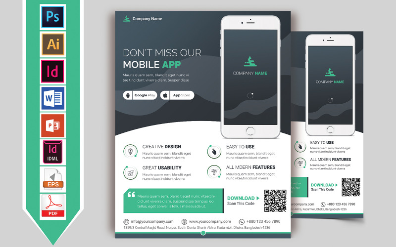 Mobilalkalmazás-promóciós szórólap-02 - Vállalati-azonosság sablon