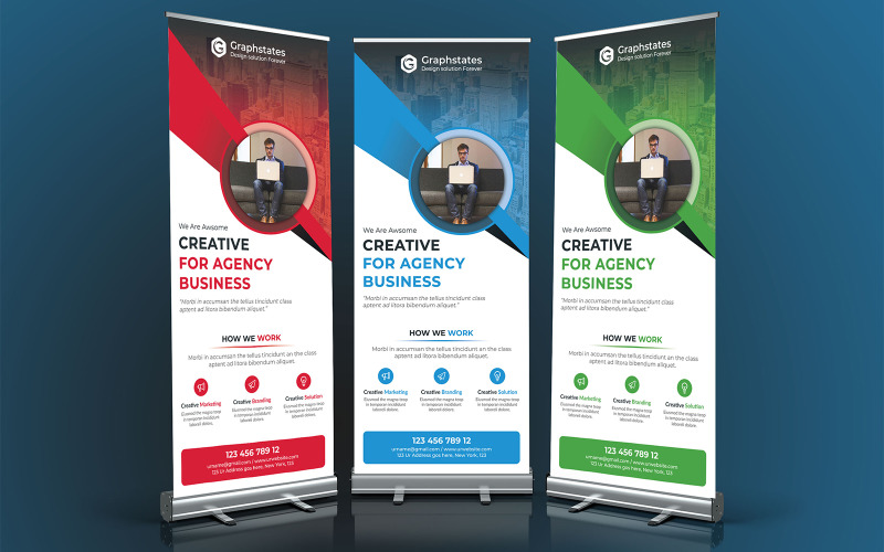 Download Фирменный стиль "Rollup Banner - Corporate Identity Template" / Rollup Banner - Corporate Identity Template - Фирменный стиль rollup,banner,flyer,brochure,trifold,corporate,bifold,business,rollupbanner,green,red,blue,postcard,card,graphic,design,orange,poster,clean,dl