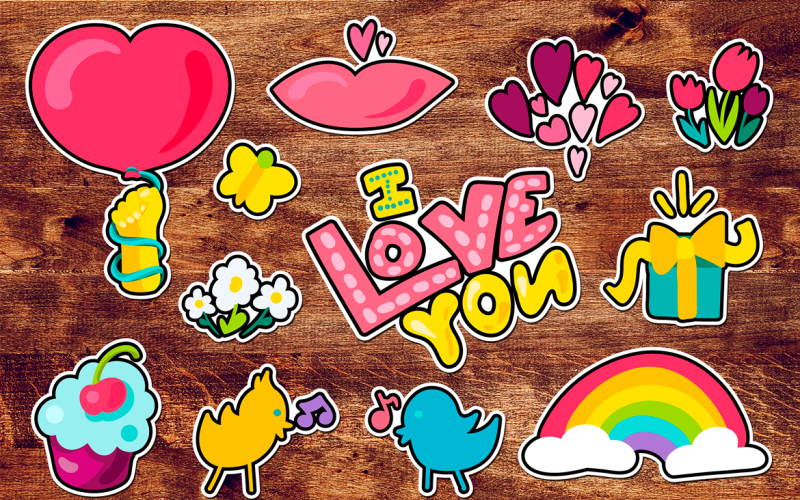 Romantic Love Patches Set Corporate Identity Template