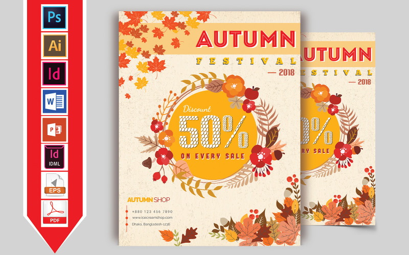 Download Фирменный стиль "Autumn Fall Sale Flyer Vol-01 - Corporate Identity Template" / Autumn Fall Sale Flyer Vol-01 - Corporate Identity Template - Фирменный стиль flyer,doc,indesign,psd,indd,eps,vector,autumn,fall,autumn-festival,fall-festival,autumn-fall-flyer,business,shop-discount,festival-flyer,poster,shop,autumn-shop,fall-shop