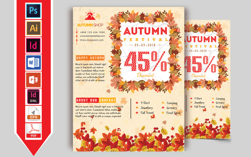 Folheto de venda outono outono Vol-02 - modelo de identidade corporativa