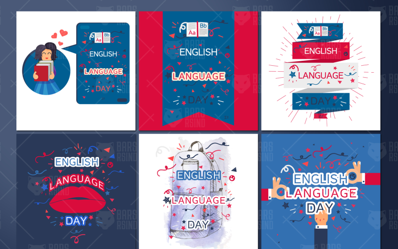 Download Фирменный стиль "English Language Day Banners - Corporate Identity Template" / English Language Day Banners - Corporate Identity Template - Фирменный стиль на тему графика card,typography,illustration,poster,design,sign,cute,book,vector,text,holiday,travel,blue,education,school,background,red,white,university,icon,banner,flag,letter,alphabet,ribbon,day,word,sym