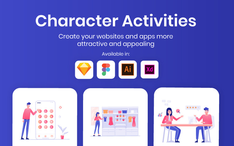 Illustrations d'activités de caractère - image vectorielle