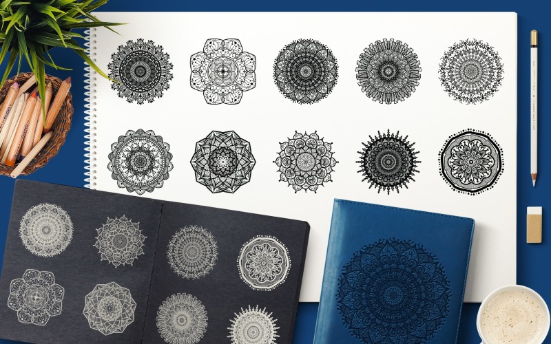 Download Vector "Mandala Collection - Vector Image" / Mandala Collection - Vector Image - Vector на тему графика vintage,design,template,retro,fashion,ornamental,vector,floral,boho,texture,fabric,round,art,tattoo,sun,hand,ornament,magic,decoration,yoga,flower,background,cloth,meditation,geometric,doodle