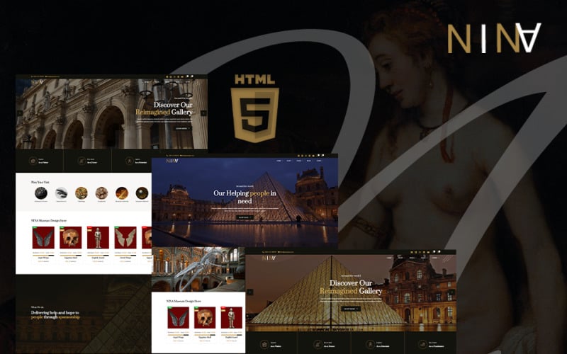 Nina | Modèle de site Web HTML5 pour galerie d'art, musée et exposition