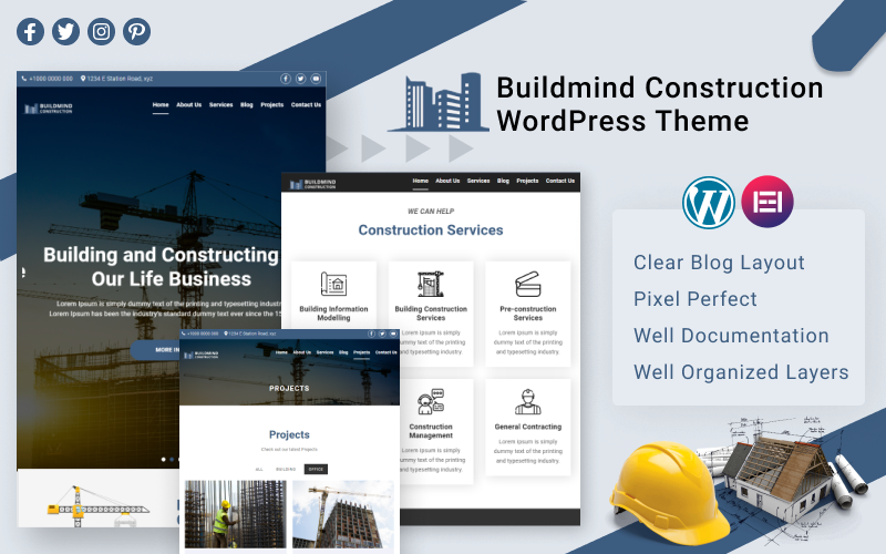 Тема WordPress для будівництва Buildmind