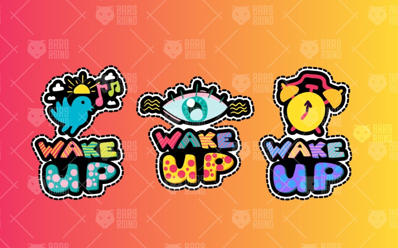 Download Фирменный стиль "Awakening Good Morning Stickers - Corporate Identity Template" / Awakening Good Morning Stickers - Corporate Identity Template - Фирменный стиль на тему графика brush,lettering,paint,card,typography,hand-drawn,illustration,poster,design,template,cute,quote,greeting,web,vector,text,art,color,clipart,motivational,style,flat,green,blue,pink,colorful,dar