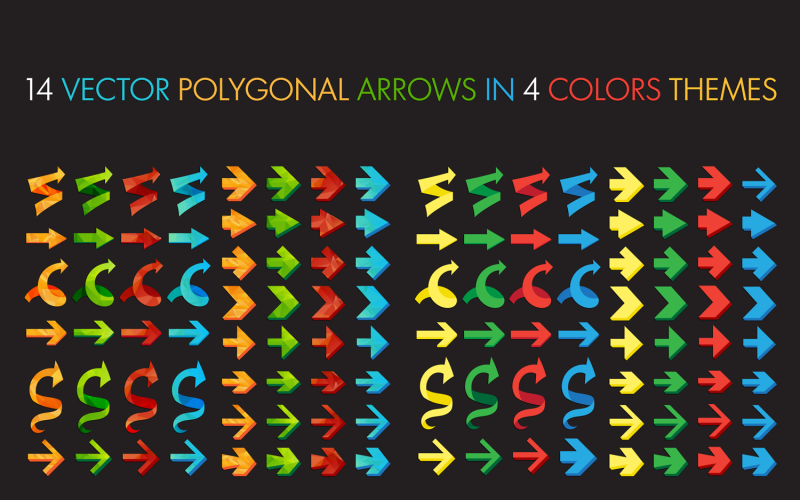 Polygonal Arrows Set Corporate Identity Template