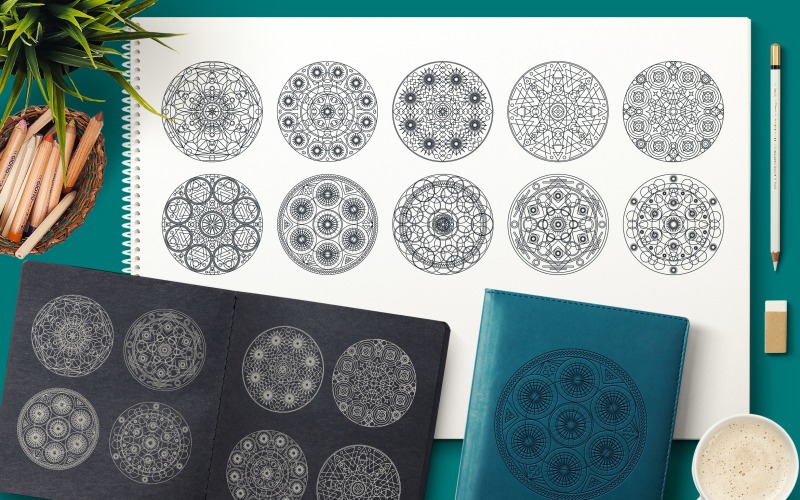 Download Фирменный стиль "Sacred Geometric Mandalas Collection - Corporate Identity Template" / Sacred Geometric Mandalas Collection - Corporate Identity Template - Фирменный стиль на тему графика paint,hand-drawn,illustration,design,book,decorative,ink,vector,thin,boho,pencil,round,art,collection,tattoo,abstract,bohemian,pack,ornament,gold,decoration,yoga,background,black,white,drawin