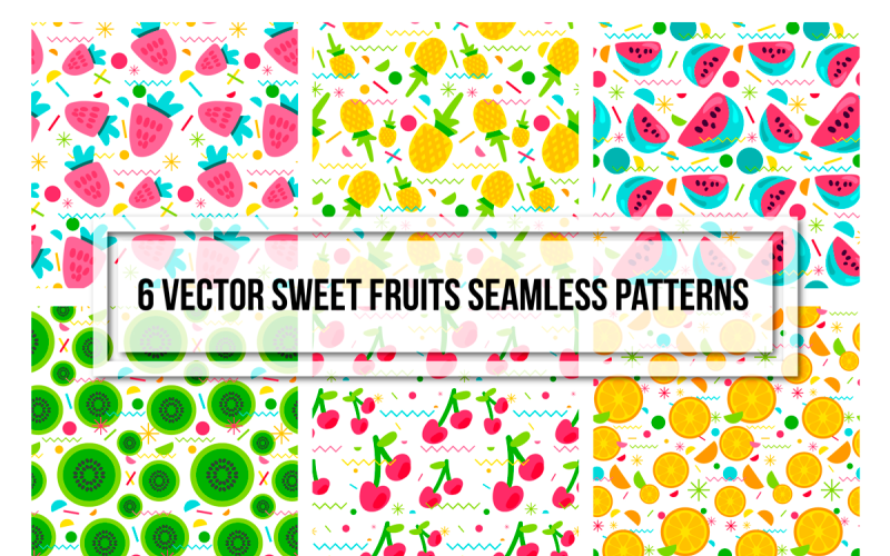 Download Pattern "Sweet Fruits & Berries Set Pattern" / Sweet Fruits & Berries Set Pattern - Pattern на тему графика fun,card,modern,illustration,poster,design,template,retro,cute,sweet,food,cooking,kids,children,fashion,decorative,trendy,nature,summer,vector,floral,simple,texture,natural,organic,fabric,art