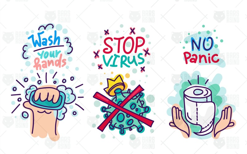 Download Фирменный стиль "Virus Lettering Stickers Set - Corporate Identity Template" / Virus Lettering Stickers Set - Corporate Identity Template - Фирменный стиль на тему графика lettering,clean,illustration,label,poster,design,doodles,vector,text,drawn,hand,medical,coronavirus,medicine,science,print,icon,bubbles,banner,world,pandemic,paper,hands,corona,virus,covid,se