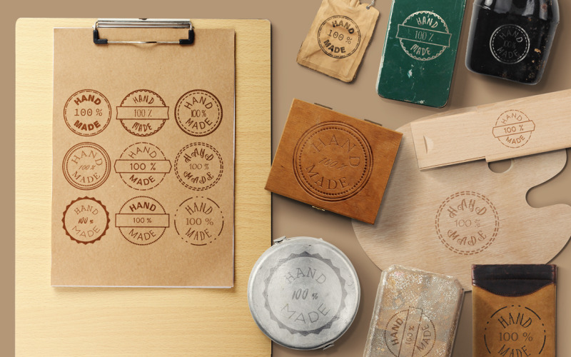 Download Фирменный стиль "100 % Hand Made Badges - Corporate Identity Template" / 100 % Hand Made Badges - Corporate Identity Template - Фирменный стиль на тему графика handmade,calligraphy,lettering,typography,vintage,logo,hand-drawn,illustration,label,design,sign,retro,craft,trendy,merchandise,nature,vector,old,simple,textured,natural,organic,fabric,brand,