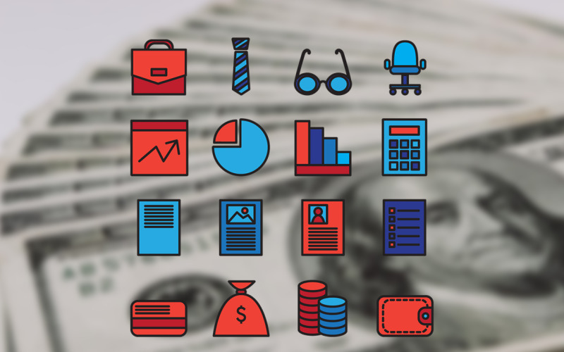 Download Фирменный стиль "16 Business Icons - Corporate Identity Template" / 16 Business Icons - Corporate Identity Template - Фирменный стиль на тему графика card,management,corporate,business,finance,money,list,icon,infographic,office,document,information,coin,calculator,investment,bank,contract,diagram,armchair,accounting