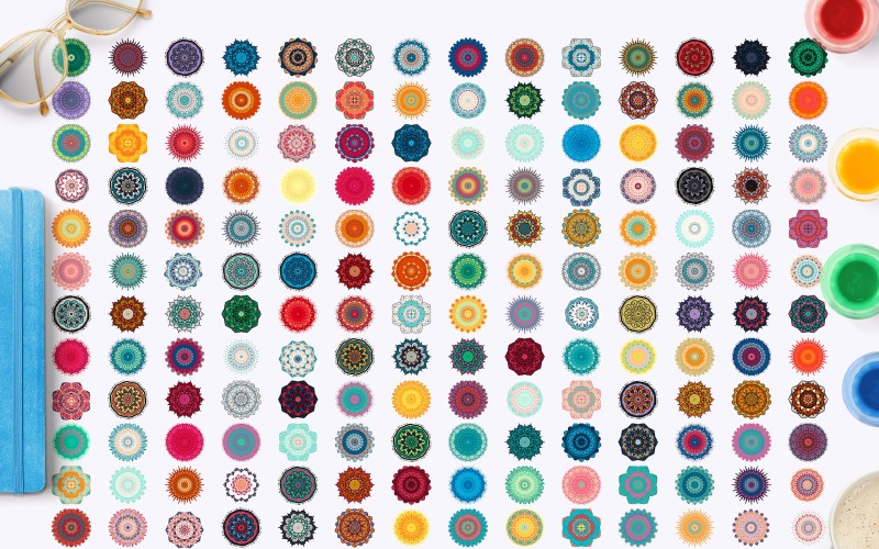 Download Фирменный стиль "168 Colorful Mandalas - Corporate Identity Template" / 168 Colorful Mandalas - Corporate Identity Template - Фирменный стиль на тему графика vintage,design,template,retro,fashion,ornamental,vector,floral,boho,texture,fabric,round,art,tattoo,sun,hand,ornament,magic,decoration,yoga,flower,background,cloth,meditation,geometric,doodle