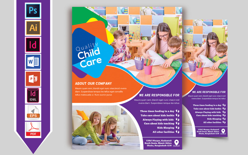 Download Фирменный стиль "Baby Care Flyer Vol-01 - Corporate Identity Template" / Baby Care Flyer Vol-01 - Corporate Identity Template - Фирменный стиль baby,child,care,flyer,psd,eps,indesign,ms,word,powerpoint,idml,vector,poster,pdf,print,template,ready,dl,rack,card