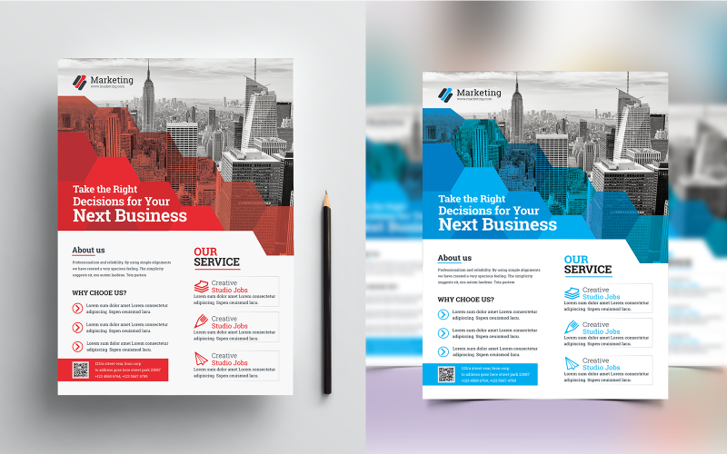 Blaue Farbe Business Flyer - Corporate Identity Vorlage
