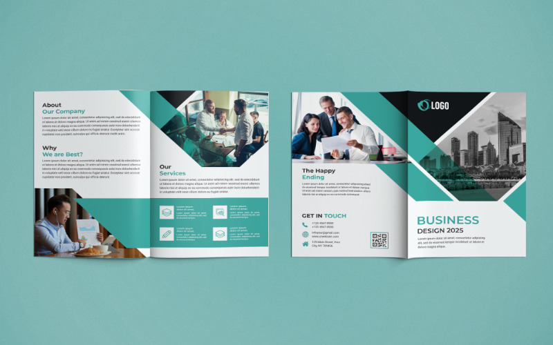 Business Bi Fold broschyrdesign - mall för företagsidentitet