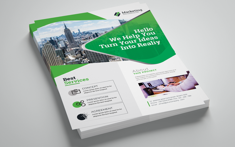 Flyer d'entreprise de couleur verte - modèle d'identité d'entreprise