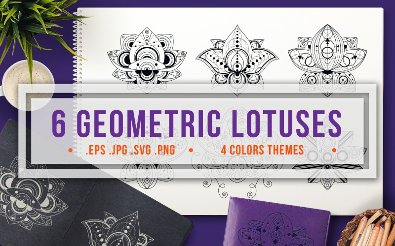Download Фирменный стиль "Geometric Lotuses Set - Corporate Identity Template" / Geometric Lotuses Set - Corporate Identity Template - Фирменный стиль на тему графика logo,illustration,decorative,ink,vector,thin,floral,natural,collection,tattoo,rainbow,abstract,pack,ornament,badge,gold,purple,religious,decoration,yoga,flower,background,black,white,icon,sha