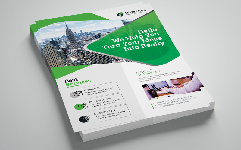 Download Фирменный стиль "Green Color Business Flyer - Corporate Identity Template" / Green Color Business Flyer - Corporate Identity Template - Фирменный стиль на тему графика agency,branding,business,clean,company,corporate,creative,design,digital,elegant,flyer,global,ideas,layout,layouts,marketing,modern,multipurpose,promotion,simple