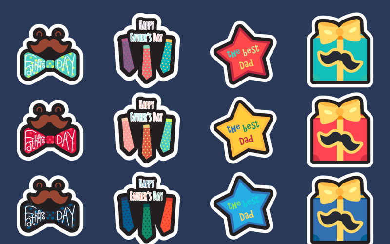 Download Фирменный стиль "Happy Fathers Day Stickers - Corporate Identity Template" / Happy Fathers Day Stickers - Corporate Identity Template - Фирменный стиль на тему графика lettering,fun,invitation,card,typography,vintage,illustration,poster,design,template,sign,retro,cute,greeting,party,vector,love,happy,holiday,style,flat,creative,child,decoration,background,b